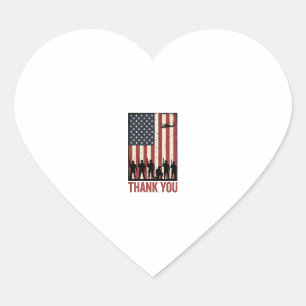 Tack Militär Amerikansk Flagga Tröja Design_1 Hjärtformat Klistermärke