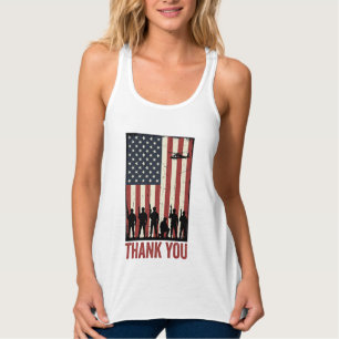 Tack Militär Amerikansk Flagga Tröja Design_1 Linne Med Racerback