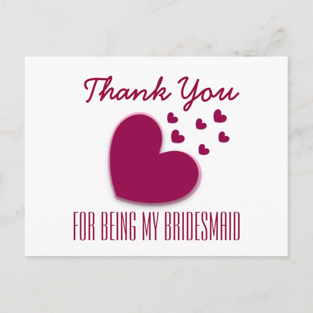 TACK min Bridesmaid med Hearts V04A Vykort (Framsida)