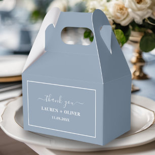 Tack minimalistiskt Bröllop Dusty Blue Presentaskar