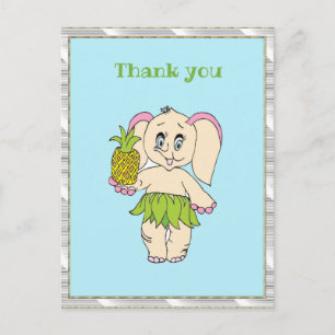 Tack Mint Blommigt Pinapple och Elephant Vykort