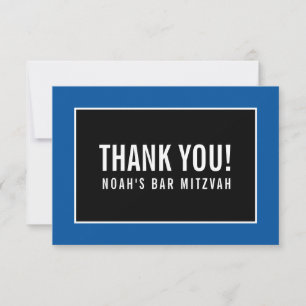 TACK MITZVAH minimalistiskt svart royal blått Kort