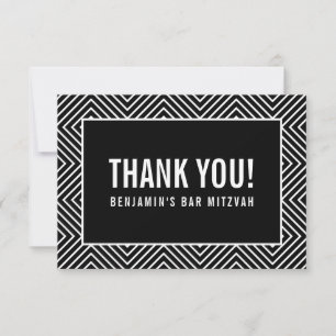 TACK MITZVAH, modern geometrisk svart vit Kort