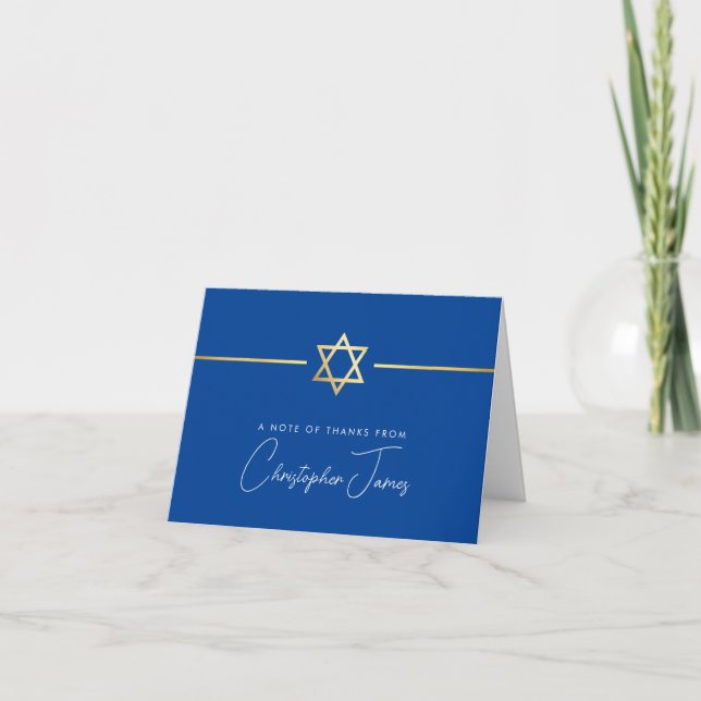 TACK mitzvah modern guld star royal blue Kort (Framsida)