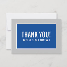 TACK MITZVAH, modernt minimalistiskt grått blått Kort