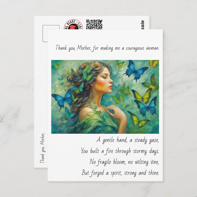 Tack, Moder Dikt Vykort (Fram/baksida)