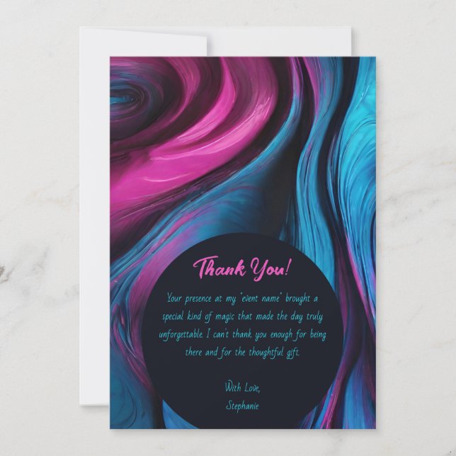 Tack-Modern Abstrakt - Blå och Rosa- Inbjudningar (Framsida)