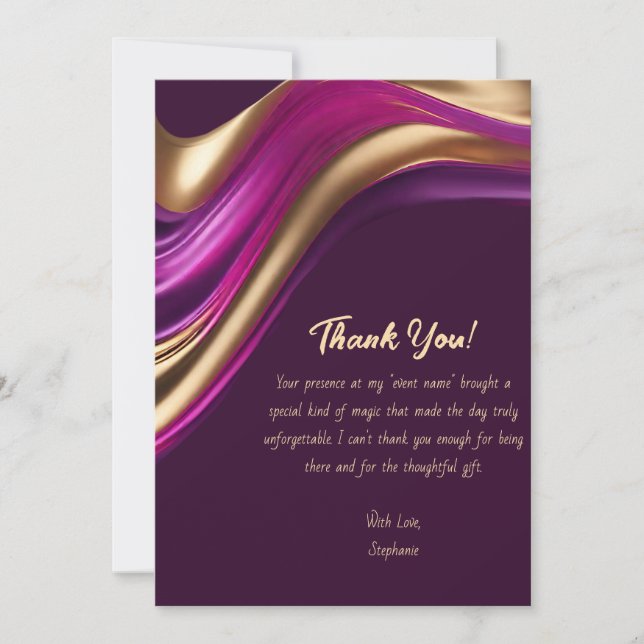 Tack-Modern Abstrakt - Lila och Guld Inbjudningar (Framsida)