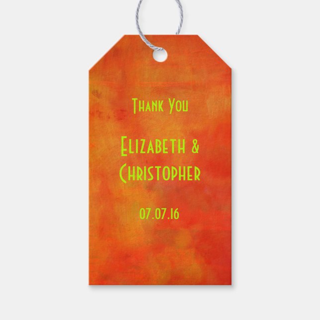 Tack Modern Abstrakt-målning i Orange Presentetikett (Framsidan)