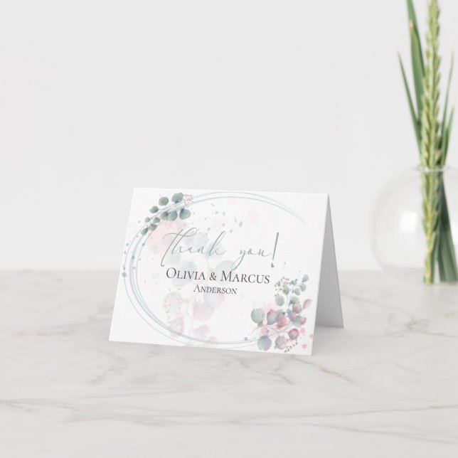 Tack | Modern akvarell eukalyptusblad (Framsida)