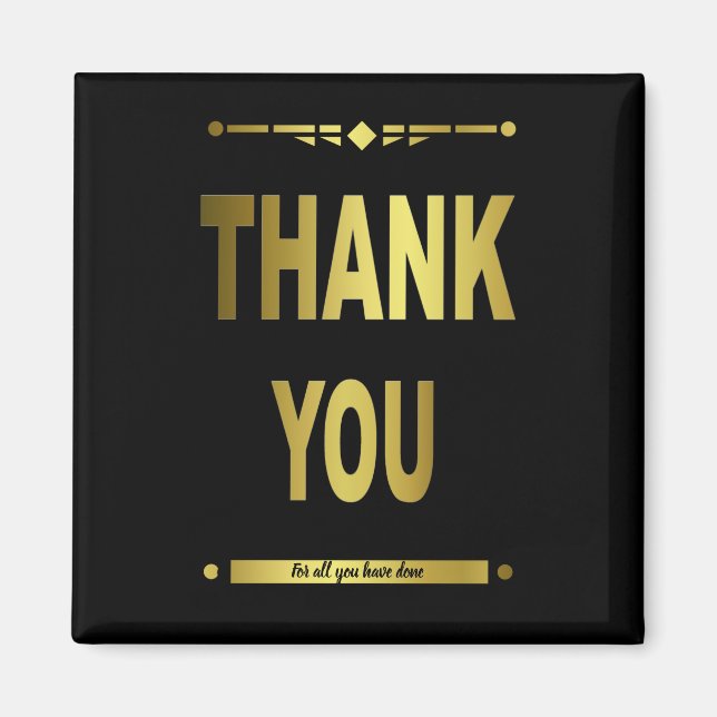 Tack Modern Black Guld Typography Magnet (Framsidan)