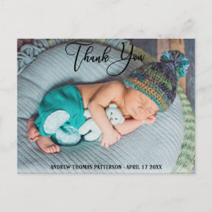 Tack   Modern Boho Baby Photo Vykort