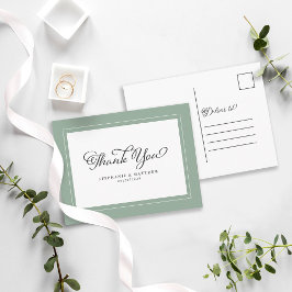Tack Modern Calligraphy Sage Grönt Vykort