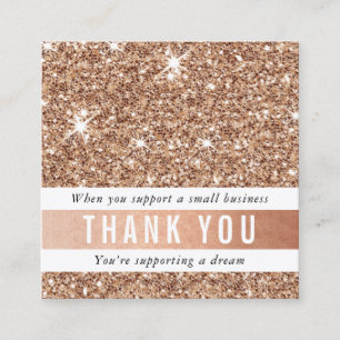 TACK modern chic glam luxe ro guld glitter Fyrkantigt Visitkort