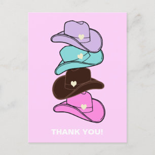 Tack Modern Cowboyhatt Stack Rosa  Vykort