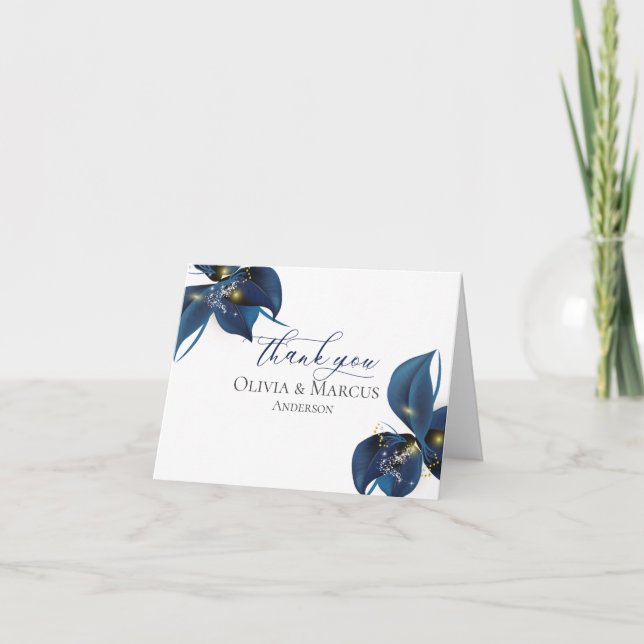 Tack | Modern Deep Indigo Blue och Guld (Framsida)