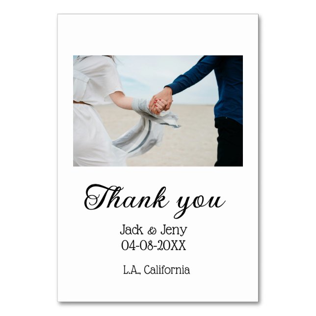 Tack modern enkel bröllopspar namn meddelande bordsnummer (Framsidan)