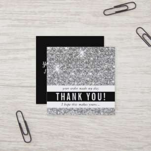 TACK modern enkel glam luxe silver glitter Fyrkantigt Visitkort