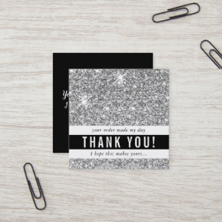 TACK modern enkel glam luxe silver glitter Fyrkantigt Visitkort