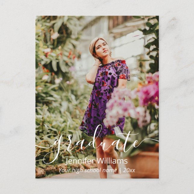 tack modern handstil 2 bilder examen   vykort (Framsida)