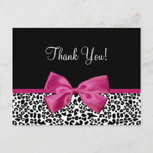 Tack Modern Leopard Vivacious Rosa Ribbon Vykort
