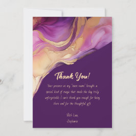 Tack-Modern Lila Rosa och Guld Inbjudningar