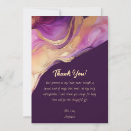 Tack-Modern Lila Rosa och Guld Inbjudningar