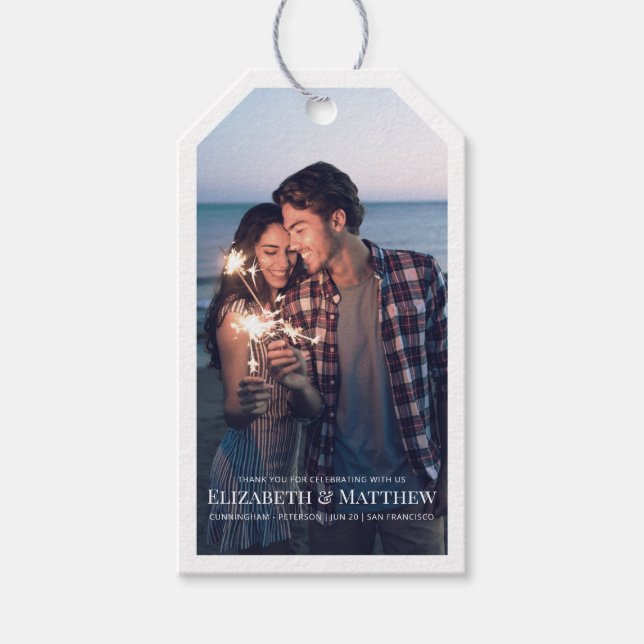 Tack | Modern och enkel foto Bröllop Presentetikett (Framsidan)