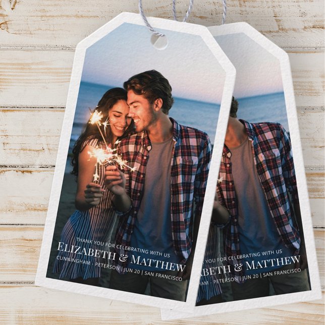 Tack | Modern och enkel foto Bröllop Presentetikett (Skapare uppladdad)