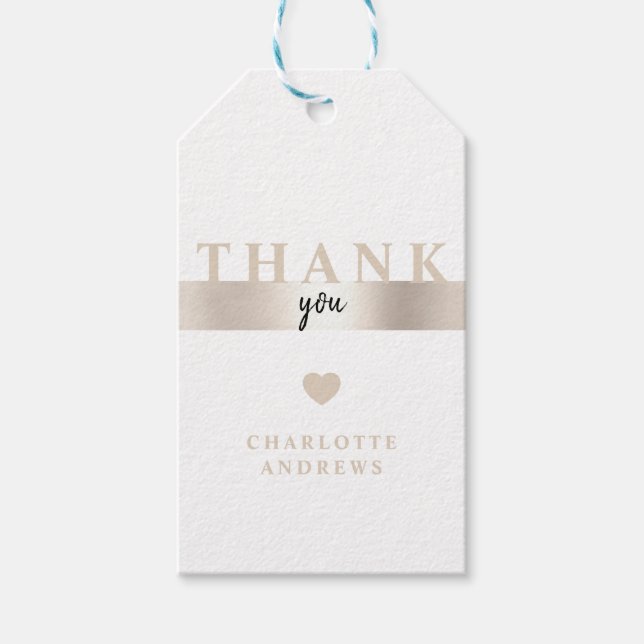 Tack! Modern Salon Guld Gift Märkres Presentetikett (Framsidan)