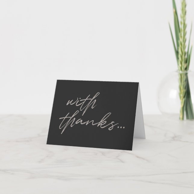Tack | Modern Script Chalk Board Black Art Kort (Framsida)