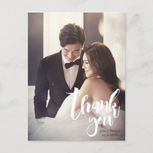 Tack, Modern, skript ・ Foto, Namn och datum Vykort