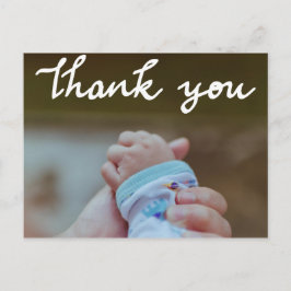 Tack Modern skriptfoto för födelsemeddelande Vykort