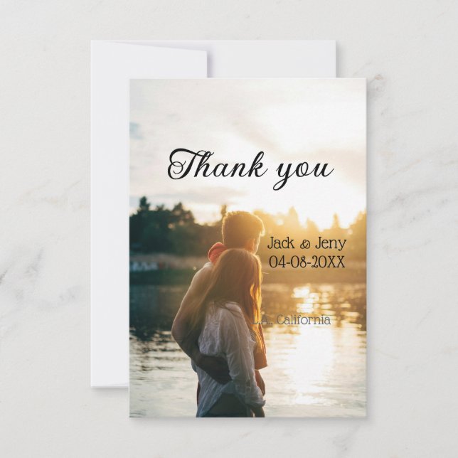 Tack moderna enkla bröllopspar namn meddelande (Framsida)
