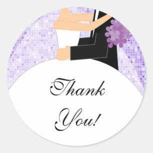 Tack Möhippa Sticker Bride Groom Lila Runt Klistermärke