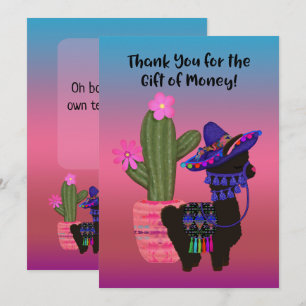 Tack Money Gift Llama med Sombrero