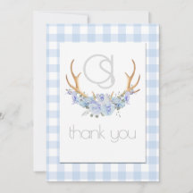 Tack - Monogram Blue Gingham Blommigt BOHO