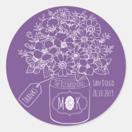 Tack Monogram WildblomBouquet Mason Burk Runt Klistermärke
