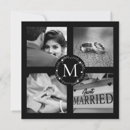 Tack Monogrammed Bröllop Photo Collage Inbjudningar