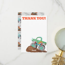 Tack Monster Lastbil Birthday Bash Watercolor Kort