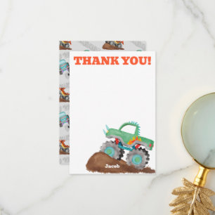 Tack Monster Lastbil Birthday Bash Watercolor Kort