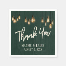 Tack Mörk grönt Rustic Wood w/Edison Ljus