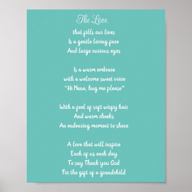 Tack mormor, morförälder dikt blå. poster (Framsidan)