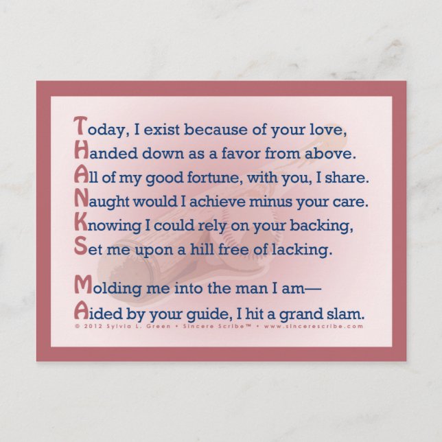 Tack, Morsa (akrostiskt) Vykort (Framsida)