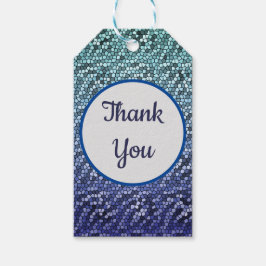 Tack Mosaic Abstrakt Blue Gratitude Presentetikett