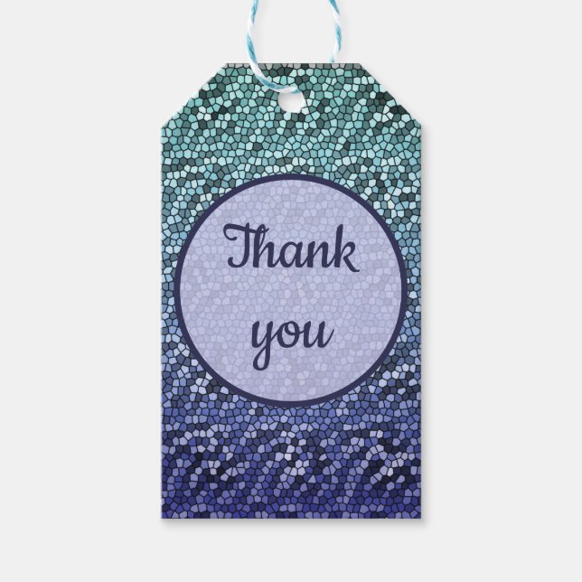 Tack Mosaic Tile Blue Gratitude Presentetikett (Framsidan)
