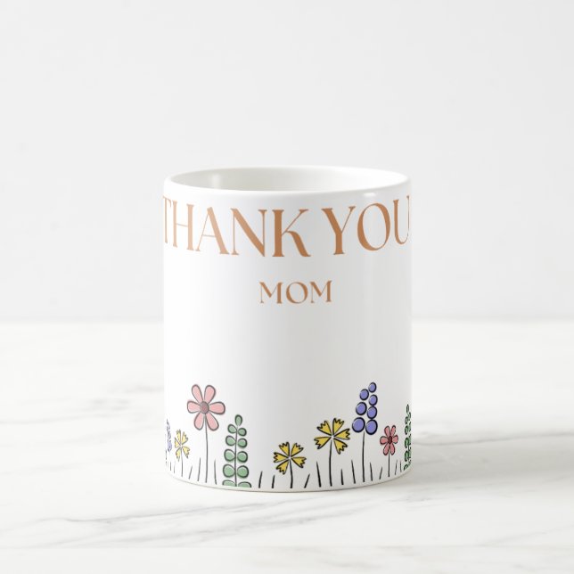 "Tack" Mugg – Handritad Blommig Trädgårdsappreciat (Center)