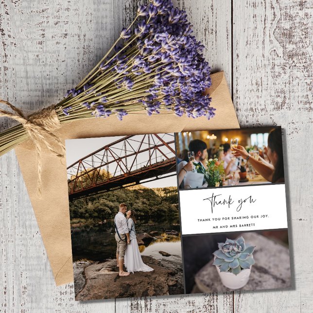 Tack Multi Photo Collage Bröllop (Thank You Multi Photo Collage Wedding)