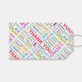 Tack Multifärgad flerspråkig Presentetikett