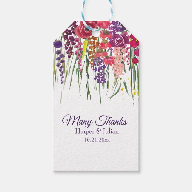 "Tack" Multifloralhänge med Namn/Datum Presentetikett (Framsidan)